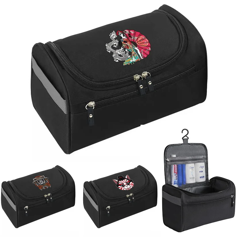 

Косметичка на молнии с принтом самурая, многофункциональная деловая стильная косметичка, легкая дорожная сумка для хранения с крючком, унисекс