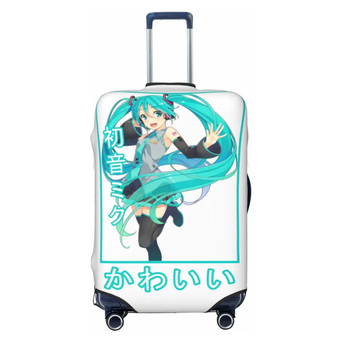 カスタム初音ミク-vocaloid-ロックアニメ荷物カバーファッションスーツケースプロテクターカバー-18-32-インチに適しています