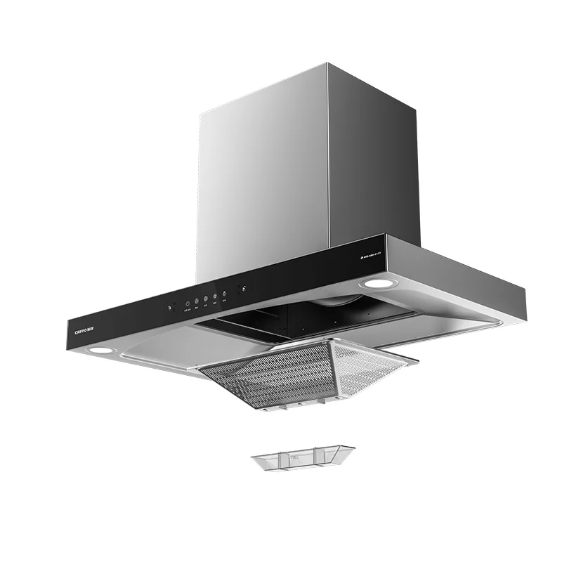 LED Electric Wall-Mounted Cooker Hood Chimney Exhaust Stainless Steel Housing Energy Efficient Kitchen Use