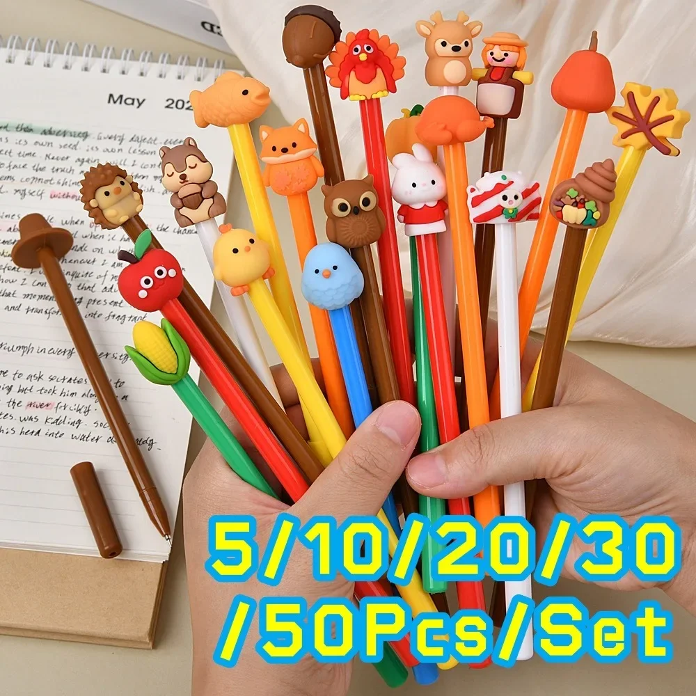 

5-50Pcs Creative Cartoon Neutral Pen Writing Gel Pen Cute Styling Signature Pen Thanksgiving Gifts for School Office