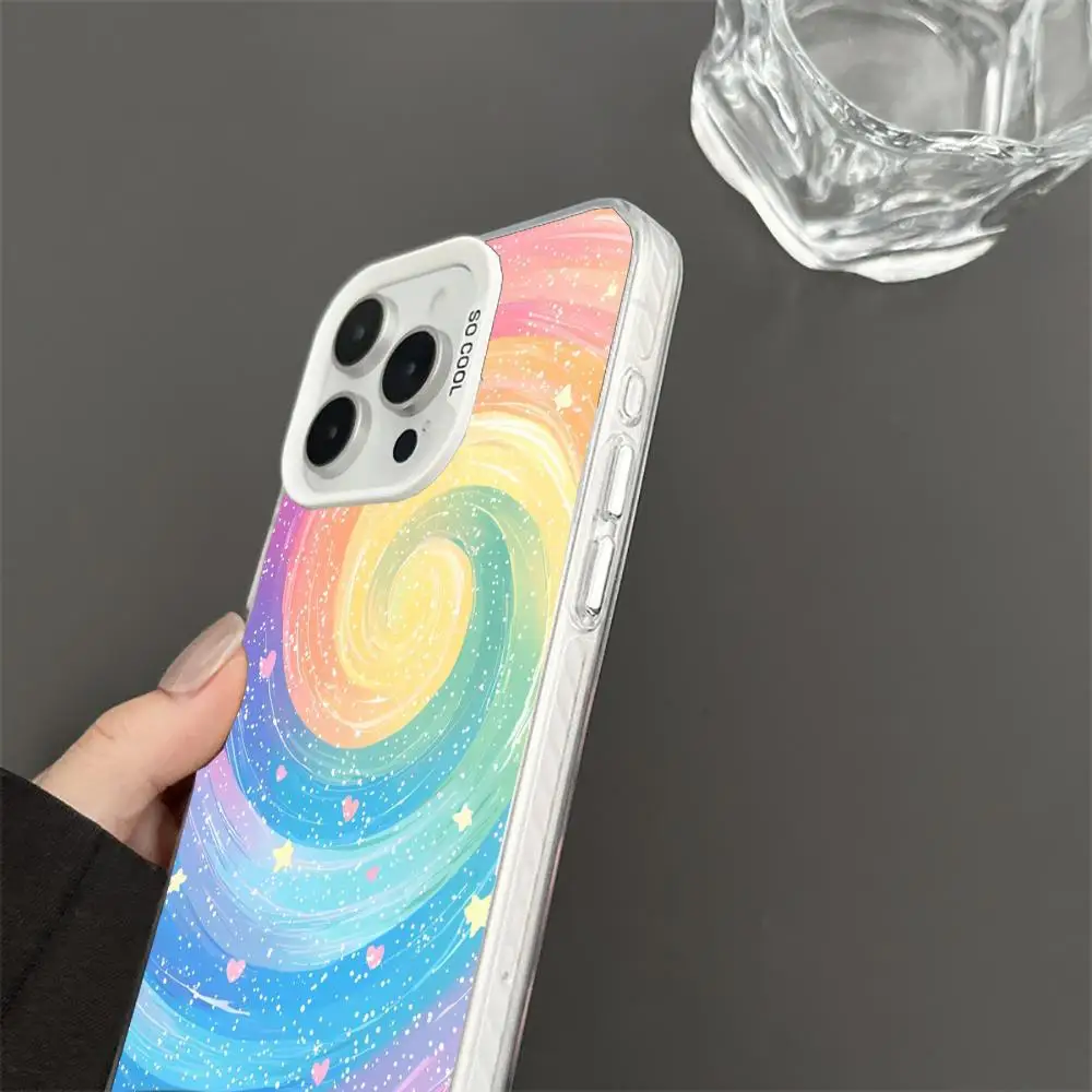 Colorful vortex pattern case for iPhone 16 15 14 13 12 11 Pro/ Max/Plus shock-proof rear cover anti-fingerprint