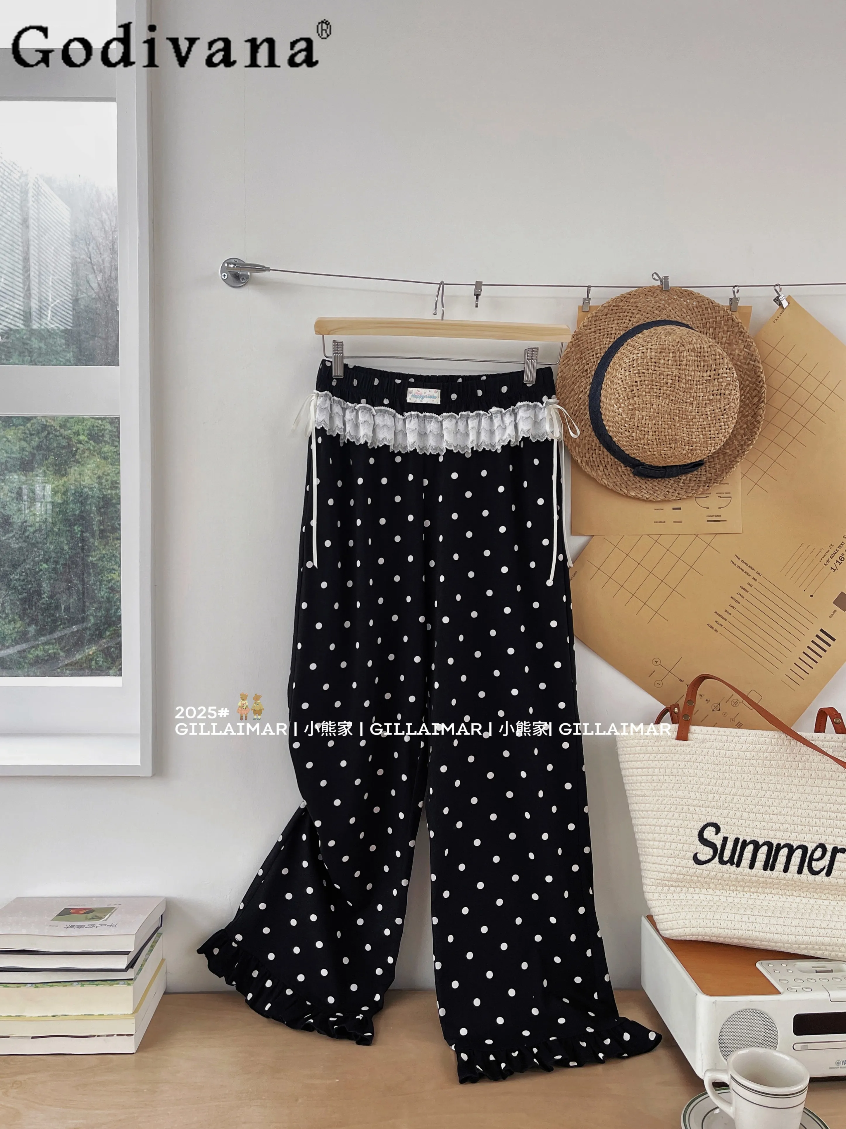 

2025 Japanese Summer New Cute Cartoon Trousers Pajamas Pants Sweet Girls Comfortable Casual Loose Floral Home Pants