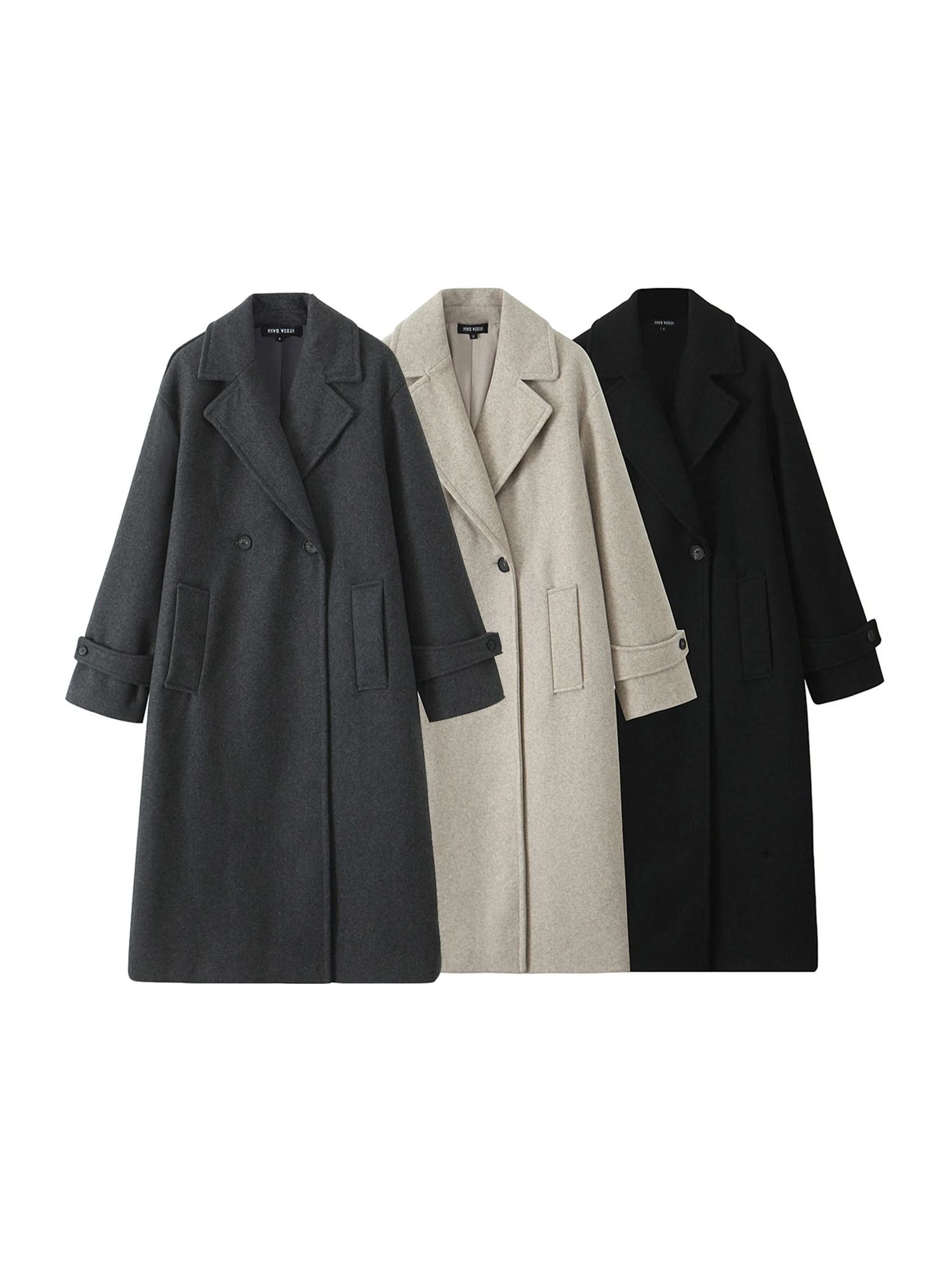 

Женское темно-серое шерстяное пальто Harajuku, уличная одежда, осенняя куртка с длинными рукавами, винтажная верхняя одежда больших размеров, одежда 2000-х годов