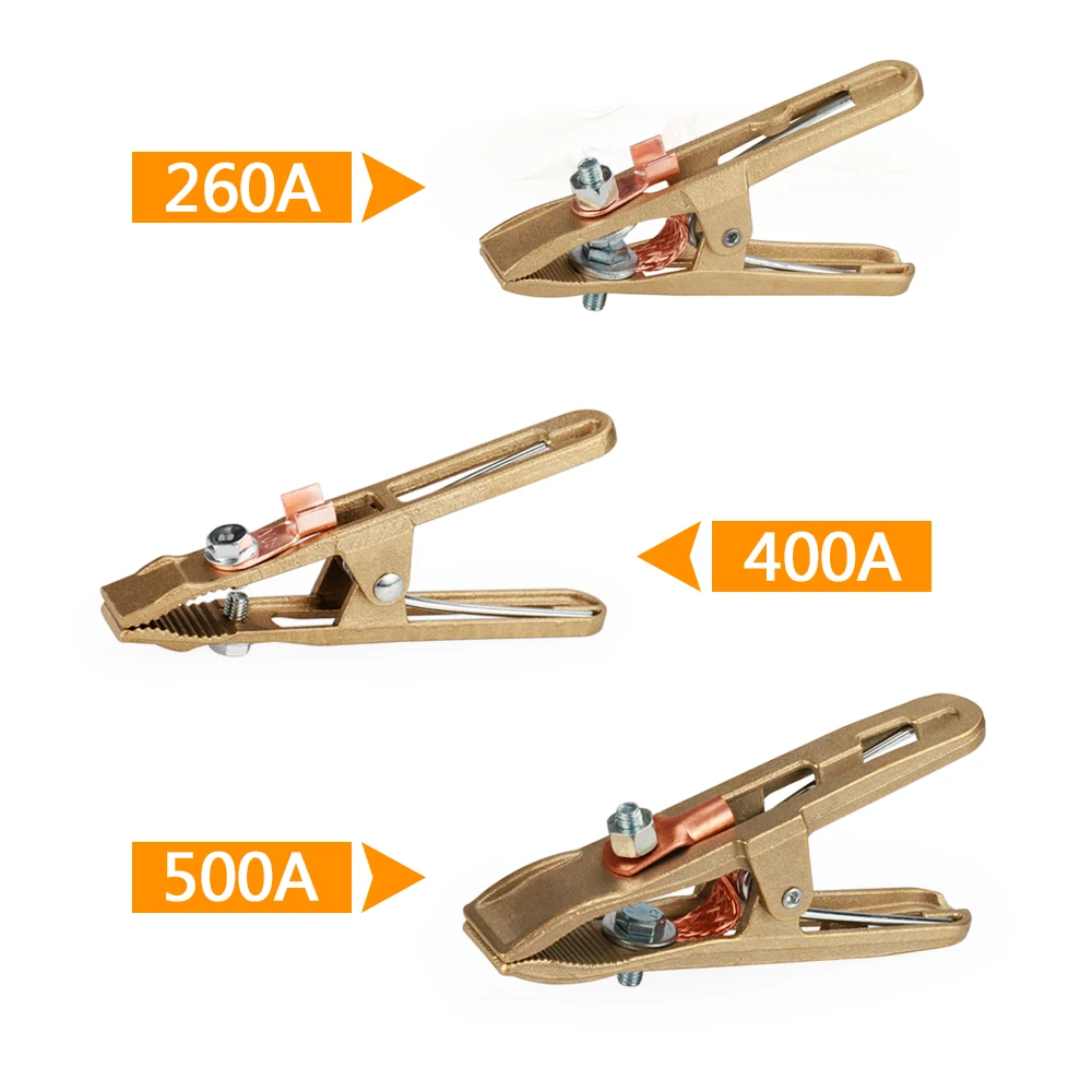 260A 400A 500A Brass A Shape Ground Welding Earth Clamp Argon Arc Welding Machine Grounding Clamp Welder Electrode Holder Clip