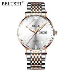 BELUSHI Fashion Luxury Men Watch Stainless Steel Waterproof Date Quartz Wristwatch Top Business Mens Watches Relogio Masculino