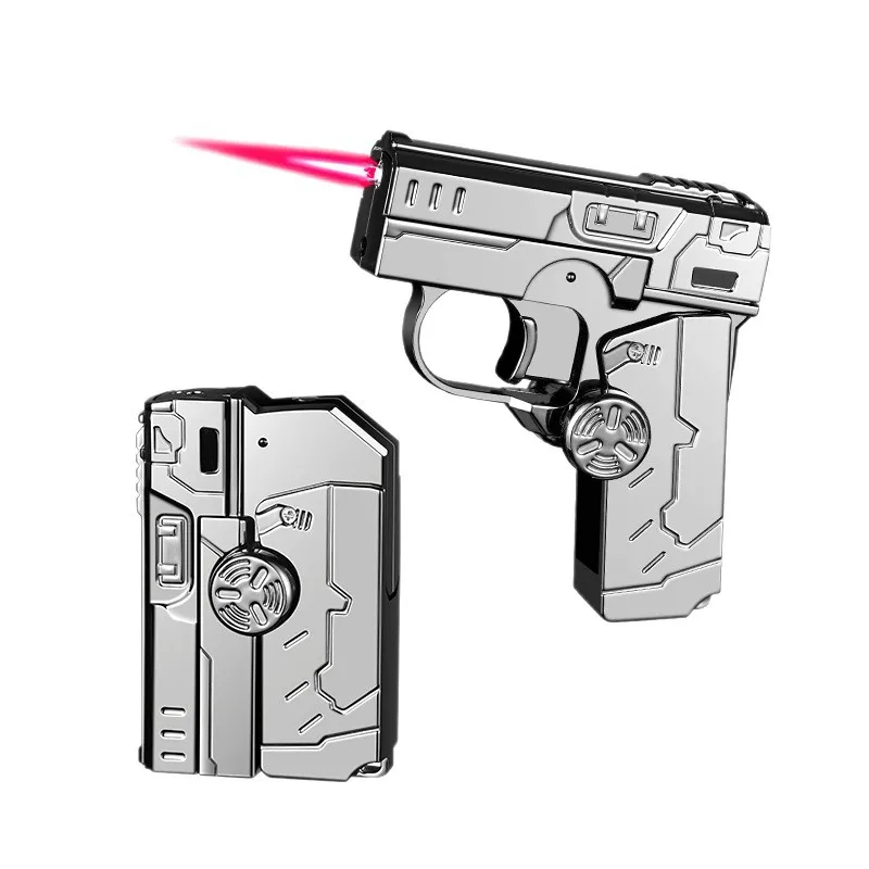 Deformable Foldable Decompression Spray Gun Lighter Windproof Red Flame Cool Pistol Shape Gyro Toy Men'S Cigarette Accessories - Image 5