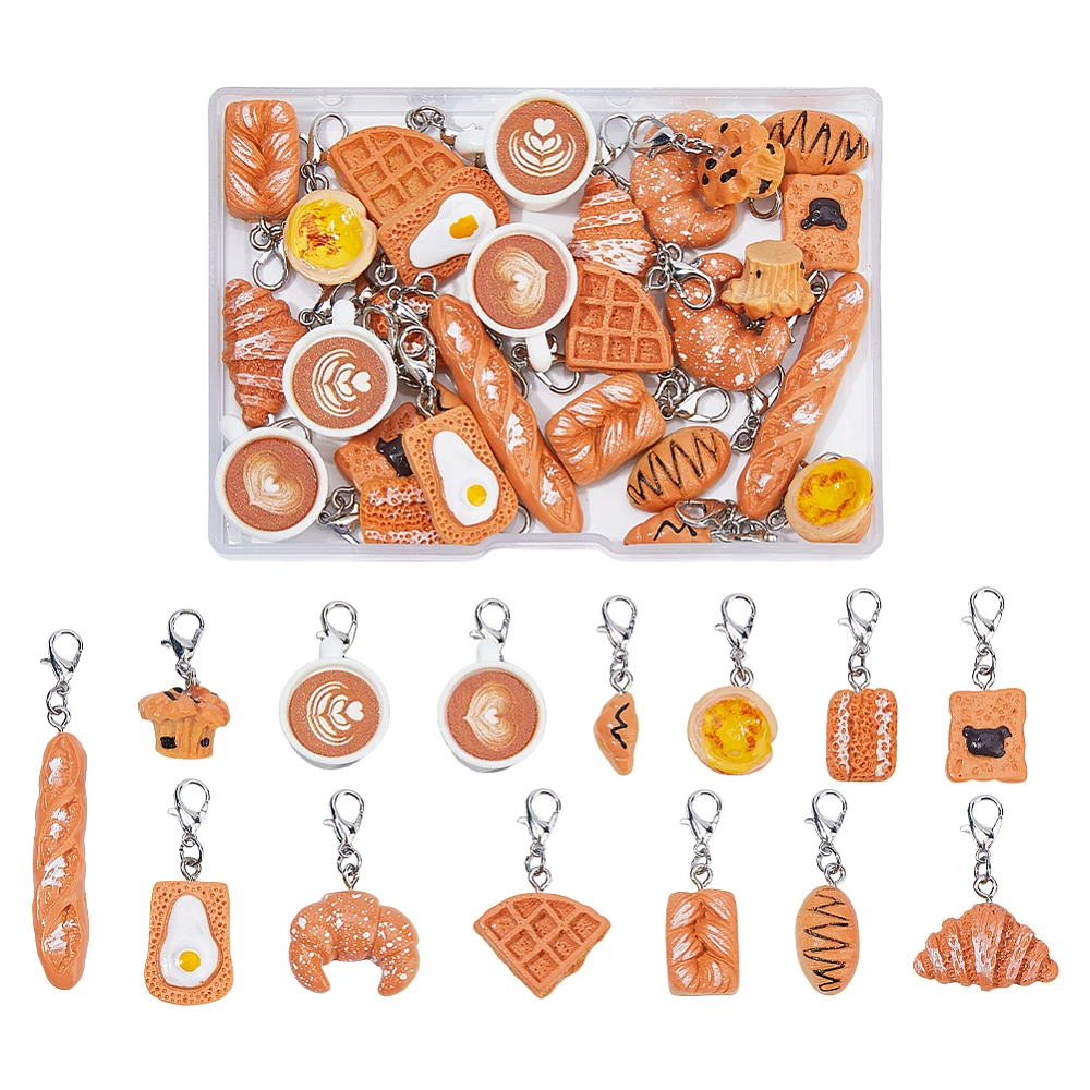 

27Pcs 14 Style Resin Locking Stitch Markers with Alloy Lobster Claw Clasps Mixed Color 3.2~6.2cm 2pcs/style