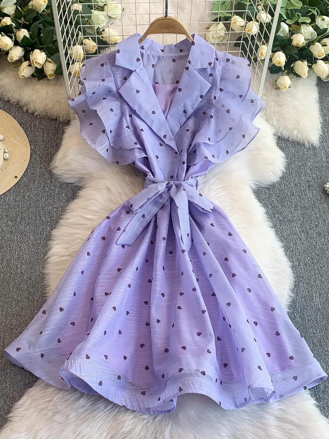 

Ретро-платье миди с цветочным принтом и воротником-стойкой, женское летнее, с поясом на талии, стройнящее, с юбкой-клеш в корейском стиле