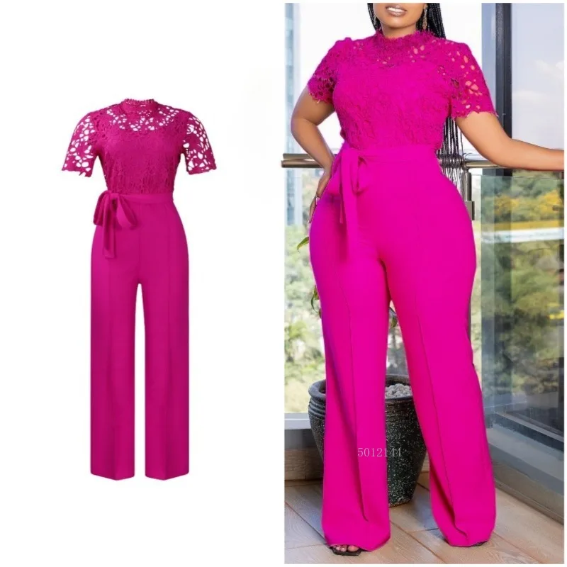 جمبسوت أبيض أنيق جديد لعام 2026 مع وشاحات للنادي للنساء مُزين بالدانتيل وأكمام قصيرة لحفلات أعياد الميلاد قطعة واحدة