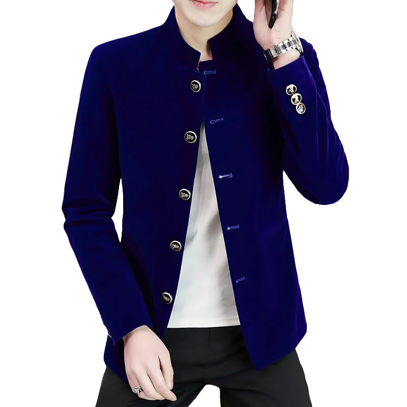 New Zhongshan Suit Men Outdoor Leisure Solid Color Slim-fit Korean Version Wedding Work Youth Trend Stand-up Collar Jacket