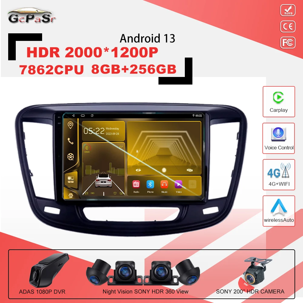 

Android 13 For Chrysler 200 200C 200S 2015 - 2019 Car Raido Carplay Autoradio Multimedia Screen Stereo Video Player Navigation