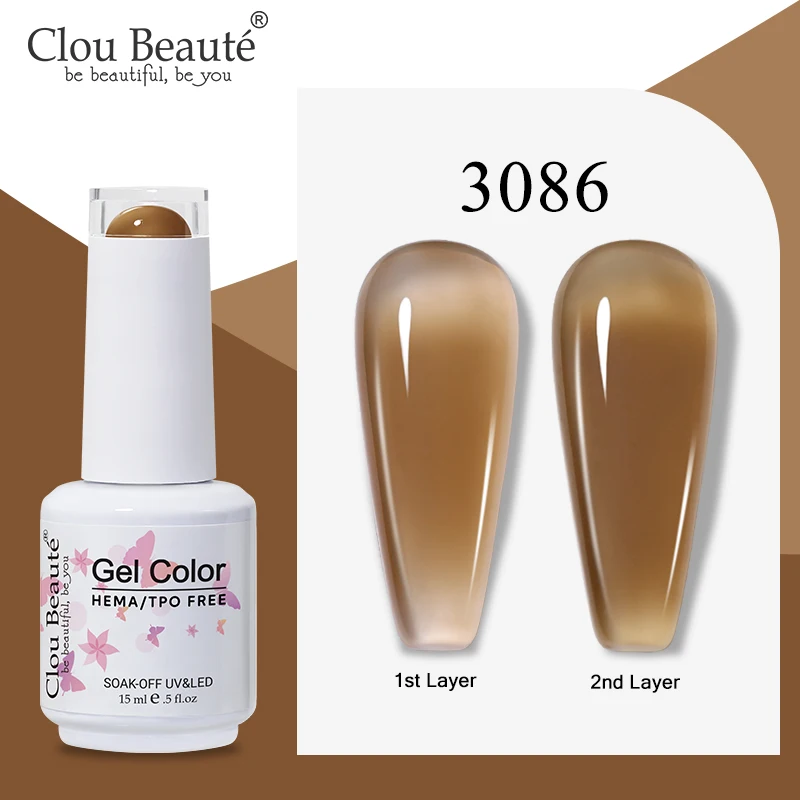 Clou Beaute Halbtransparentes Gelee-Farb-UV-Gel, Maniküre-Gel, Nagelzubehör für Profis, semipermanenter Lack, 15 ml