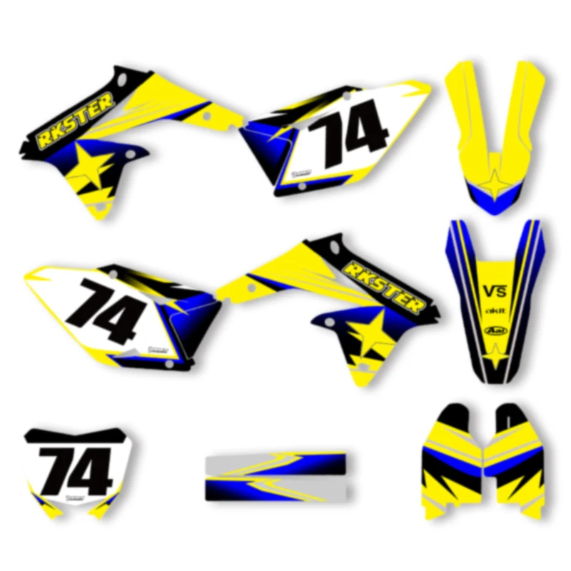 DSMTECH MOTO Custom Motorcycle Graphics Background Decals Stickers Kits For SUZUKI RMZ450 2008 2009 2010 2011 2012-2017 001