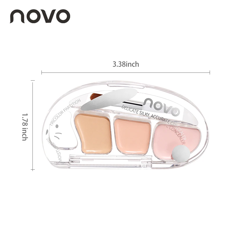 Three-color concealer, foundation contour makeup board, eye cream concealer, long-lasting coverage, waterproof