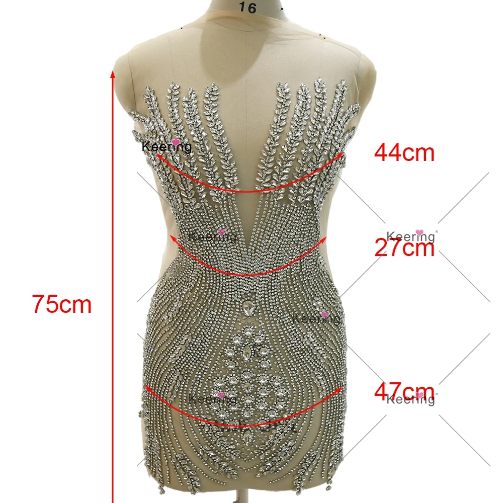 Rhinestone Body Applique Glass Crystal for Prom Dress, Shiny Dark V, Luxury, WDP-495