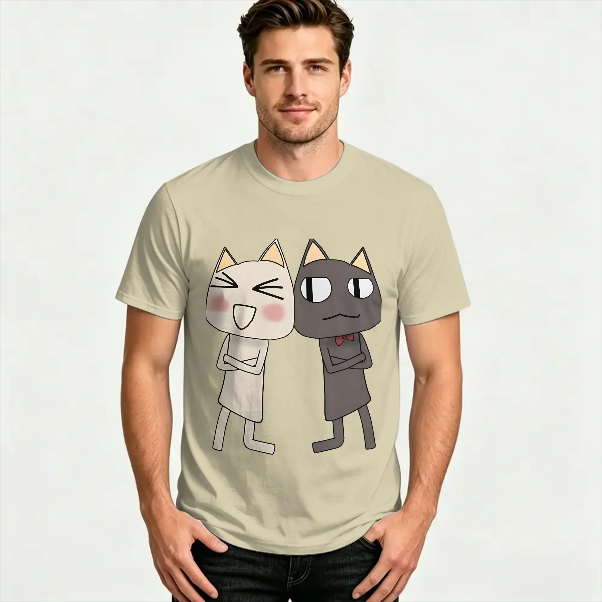 Kuro Toro Inoue Cat T-Shirt for Men Women  Vintage Pure Cotton Tees Crew Neck Short Sleeve T Shirts Plus Size Clothes