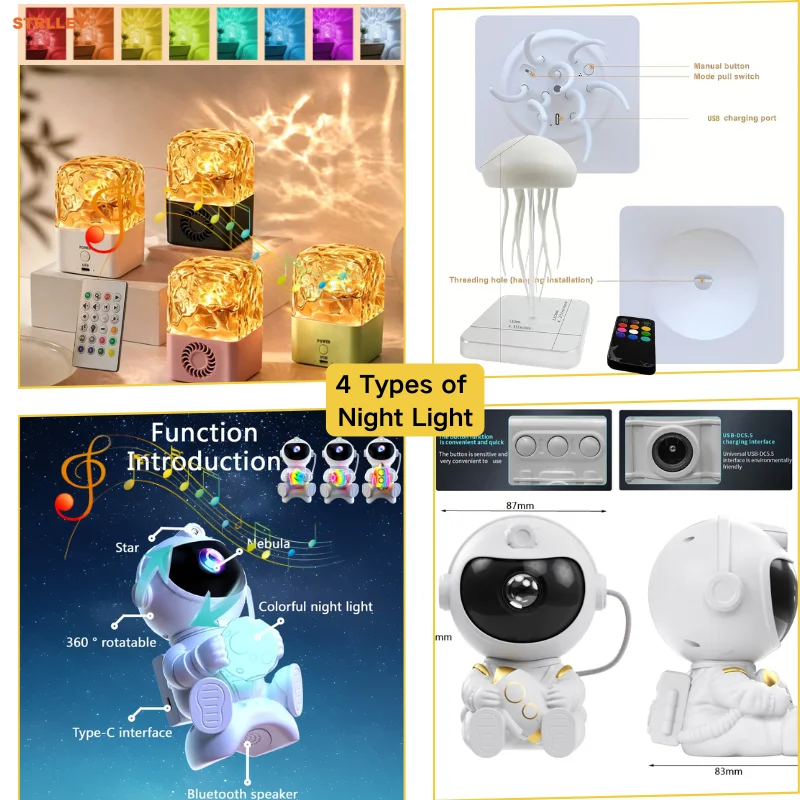 LED Star Galaxies Projector Night Light Astronaut Starry Sky Bedroom Room Decor Children's Gift - LED Atmosphere Creating Lamp