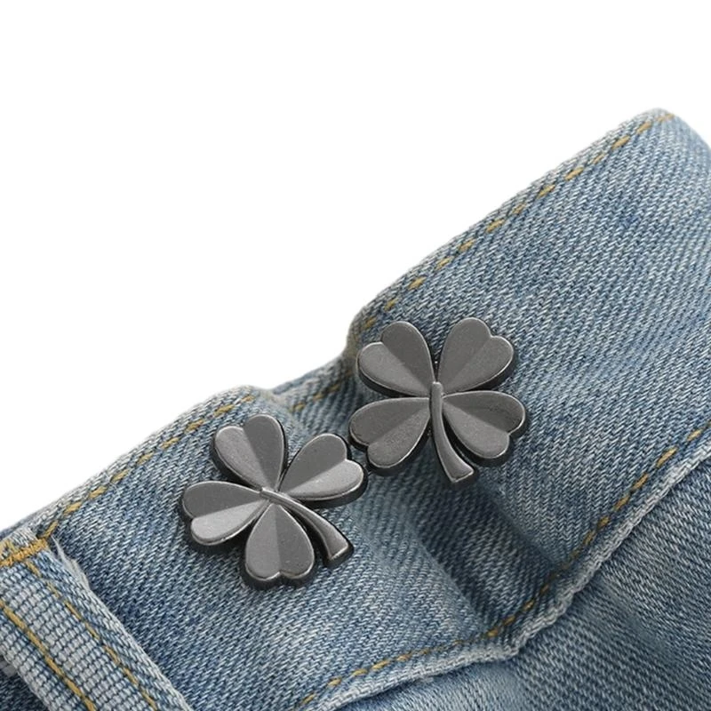 Shamrock Waist Pins for Girls Women Alloy Shawl Clip Waist Brooches Hook for Jeans Pants Snap Buckle Waist Accessories