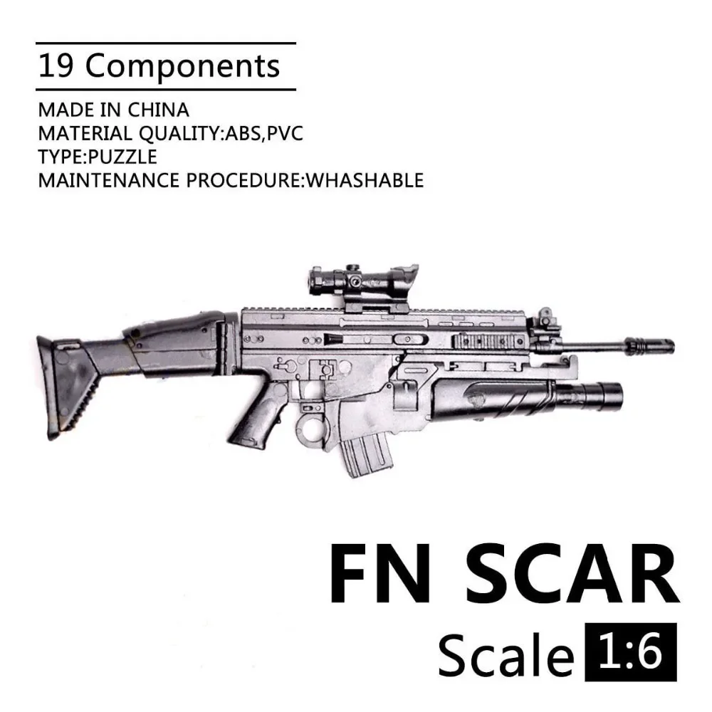 1/6th Mini Jigsaw Puzzle FN Scar Assault Rifle Gun Plastic Weapon Model for 12 Inch Soldier Action Figure Toy