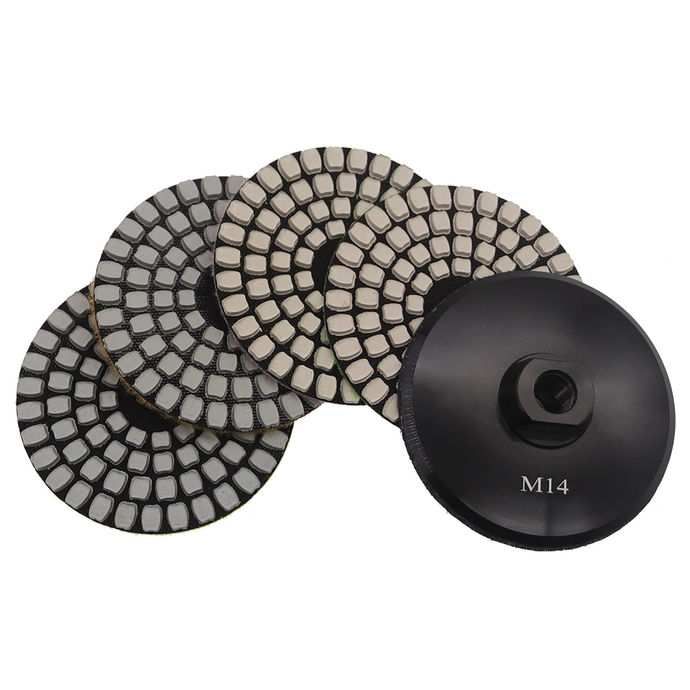 5 stks/set 4 Inch Droog Polijsten Pad Super Scherpe Steen Polijsten Pads Voor Graniet Marmer Steen Met M14 Aluminium Backer Pad