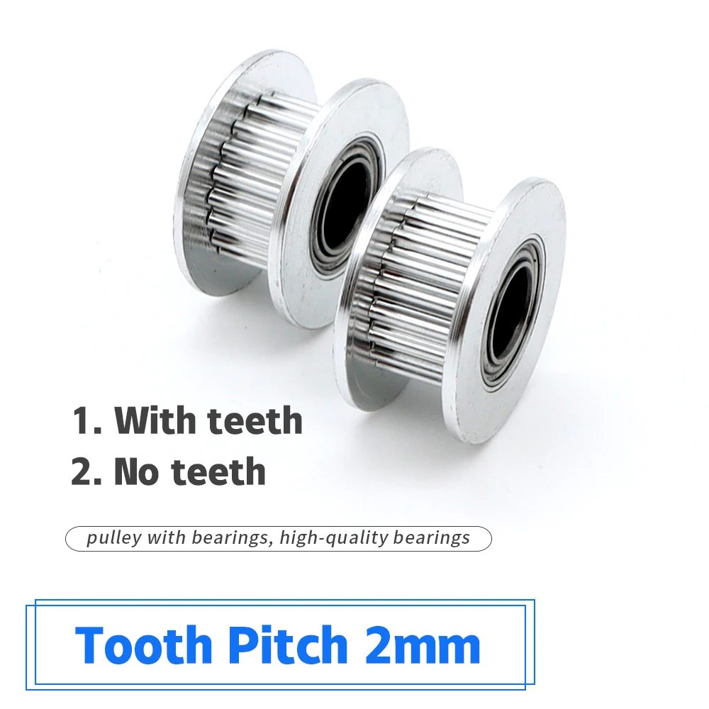 20 zębów 2GT koło pasowe luźne otwór 3/4/5/6/8mm z łożyskiem szerokość paska 6/9/10/15mm koło rozrządu GT2 20T drukarka 3D synchronizacja luźna — zdjęcie 3