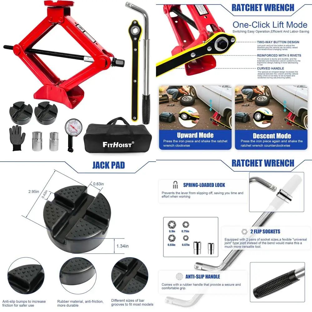 

Портативный ножничный подъемник на 2,5 тонны с резиновой подушкой, аварийный домкрат для легковых автомобилей, внедорожников и минивэнов