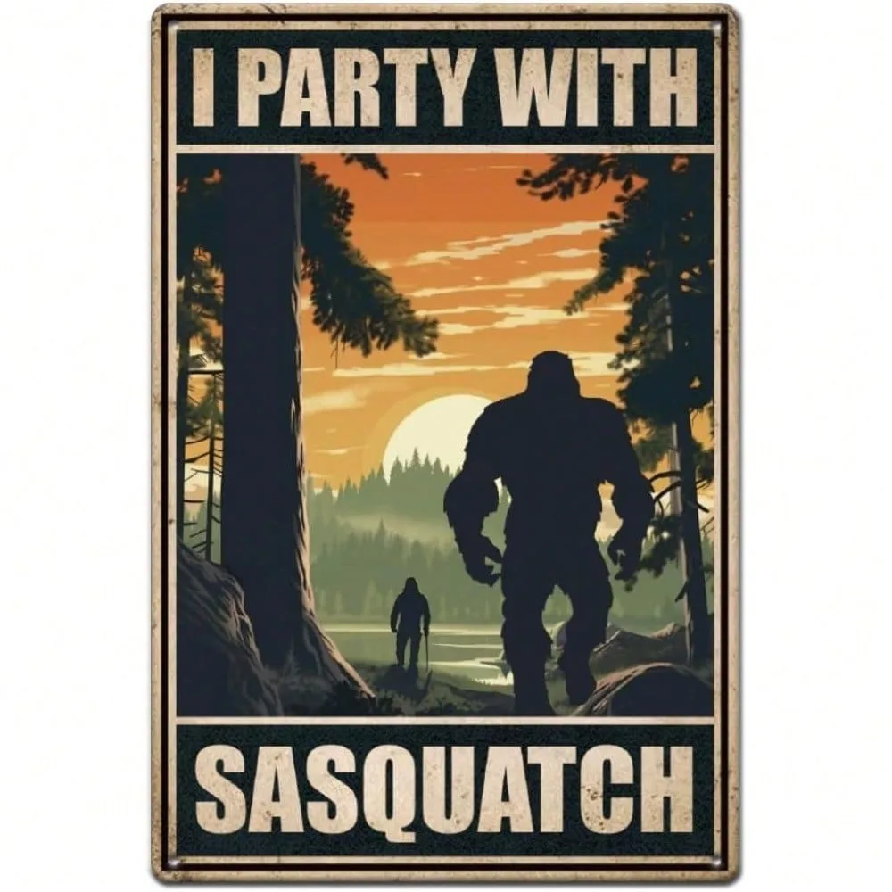 

VINYBLISS Bigfoot Metal Sign Funny Retro Wall Decor for Man Cave Garage Bar Home Camping Party Tin Signs