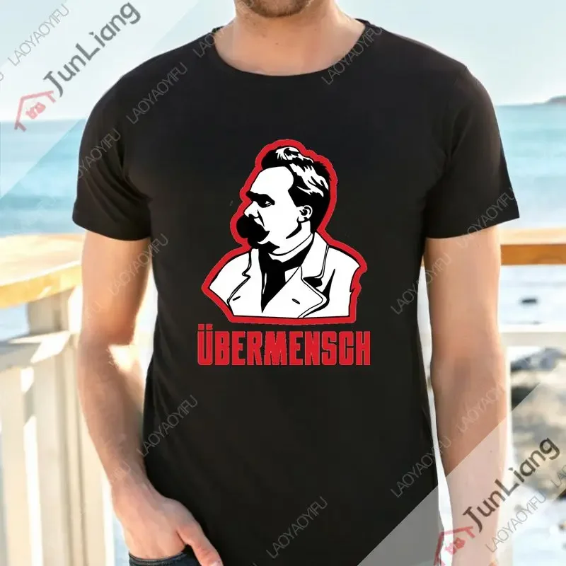 Camiseta para hombre de Frederick Nietzsche, ropa de calle, ropa negra divertida, camisa de manga corta con filosofía informal de moda holgada