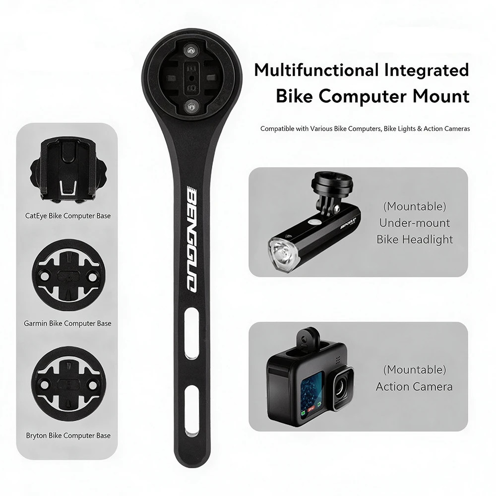 Lightweight Bike Computer Mount Extendable Handlebar Bracket For Garmin CatEye Bryton Bike Light Action Camera Holder