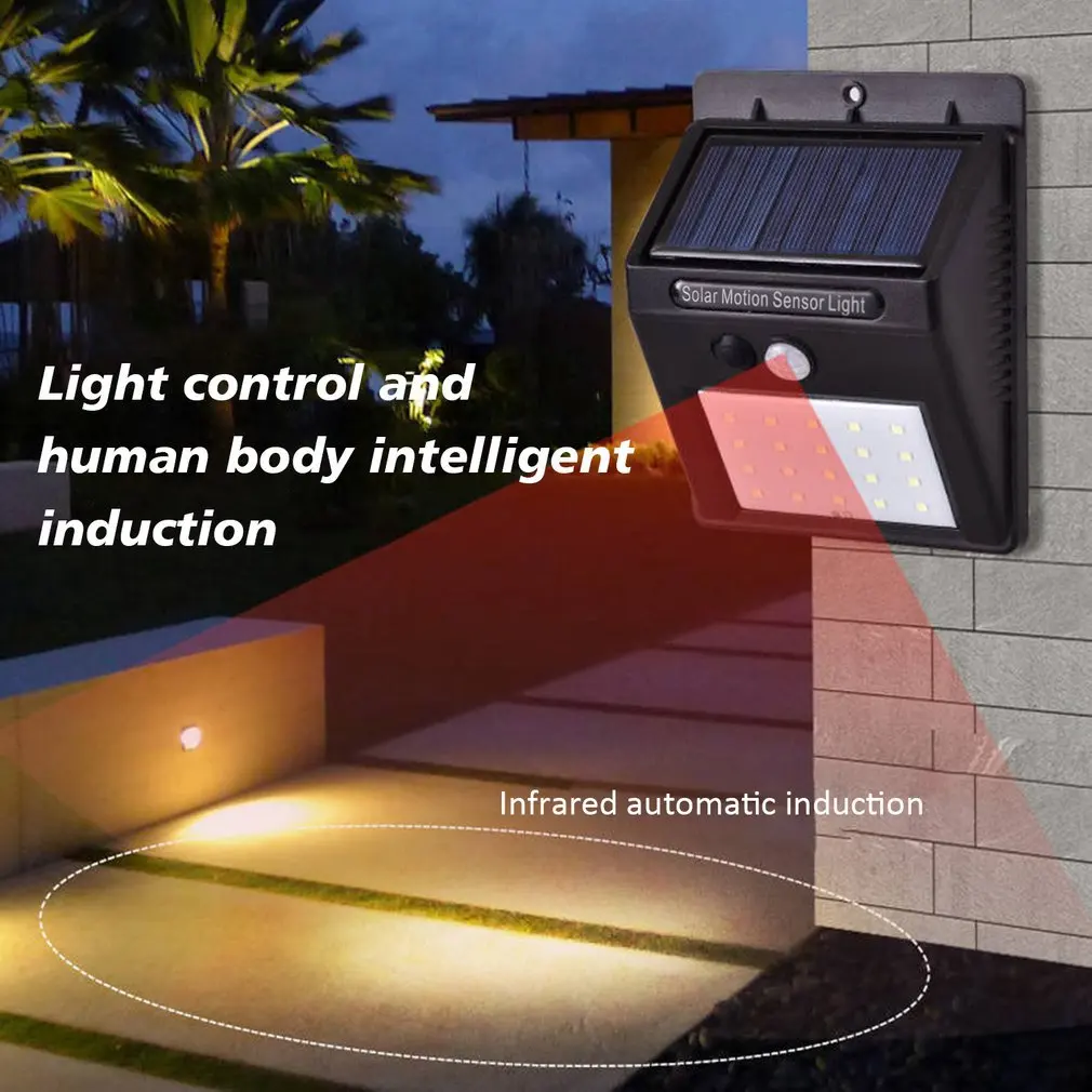 20 led lâmpada solar com sensor de movimento pir, luz parede, impermeável, melhor para ao ar livre, decoração do jardim