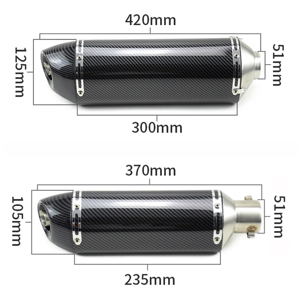 51mm Yoshimura Motocross Escape Moto Scooter Muffler Motorcycle Exhaust Pipe Tip for Yamaha Fz8 Fz6 Tmax530 Mt07 Kawasaki Z900