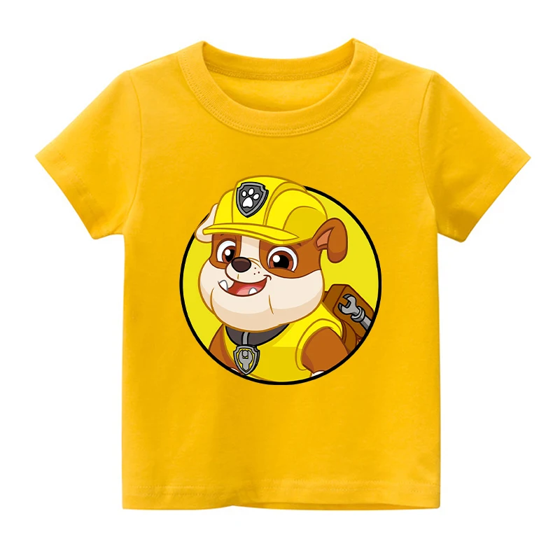 Nowe ubrania psi Patrol dla dzieci t-shirty Kawaii kreskówki Anime koszulka z nadrukiem chłopców dziewczynki bluzki letnie ubrania z krótkimi