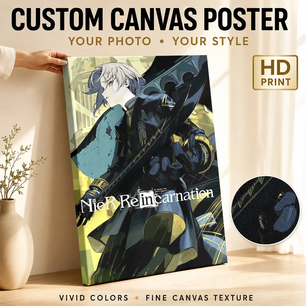 NieR Reincarnation Character Art Canvas Poster Customized Photo Gaming Anime Canvas Wall Art for Game Room Decor Ready to Hang