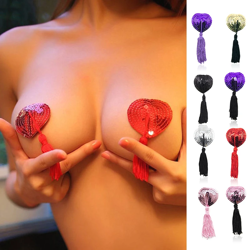 3 Pairs Women Sexy Sequin Nipple Cover Tassel Breast Bra Reusable Silicone Pasties Decorative Nipple Cover Stickers Petals