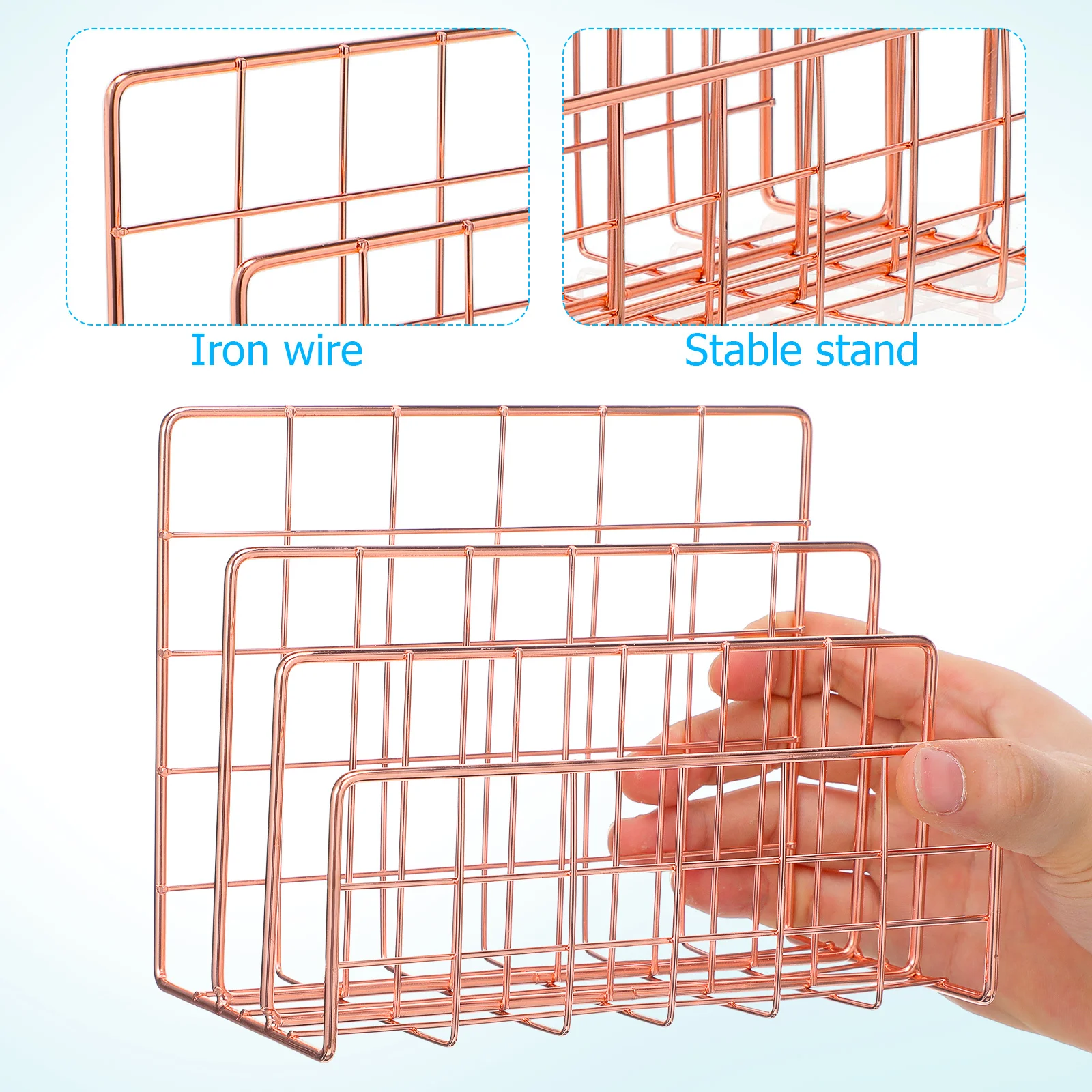 3 Tier Metal File Rack Organizer for Desk Home Office - Magazine Holder and Mail Sorter Storage Container Book Display Stand