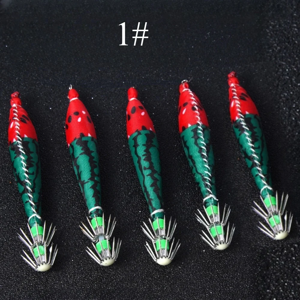 Ackibbik 5pcs Squid Jig Hook Luminous Squid Lure Set