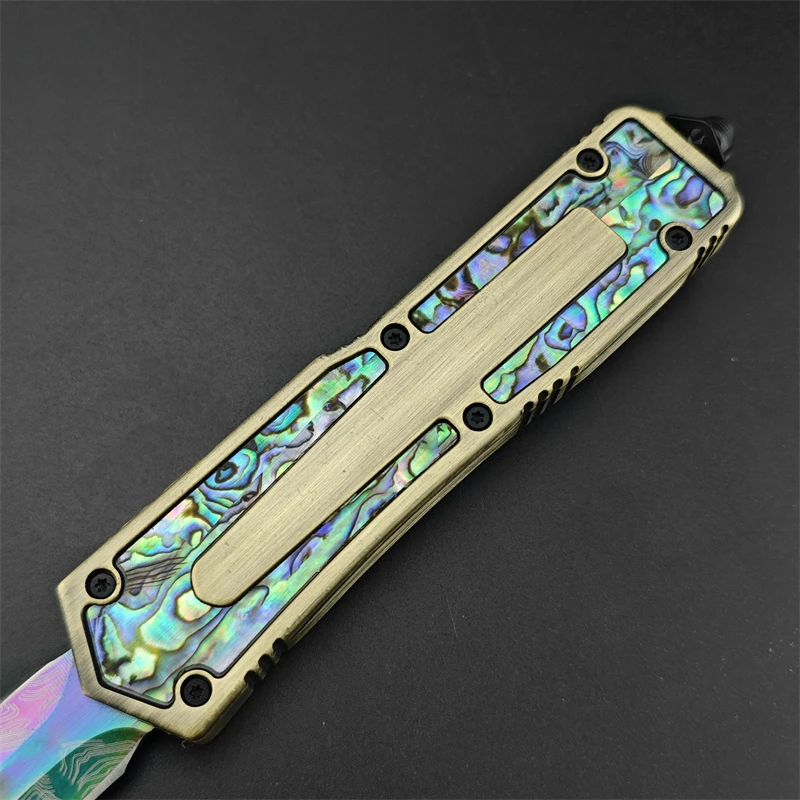 Survival Rescue Zinc Alloy Inlaid Bowie Handle Outdoor Camping Hunting Tool Folding Knife for Men\'s Collection