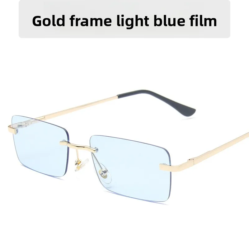 

Солнцезащитные очки без оправы в квадратной маленькой оправе, солнцезащитные очки с пружинными ножками, модные уличные очки