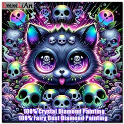 Gothic Art Cat Fairy Dust Diamond Painting Cross stitch Skull Full Crystal Drill Mosaic Needlework Diamond Embroidery Home Decor
