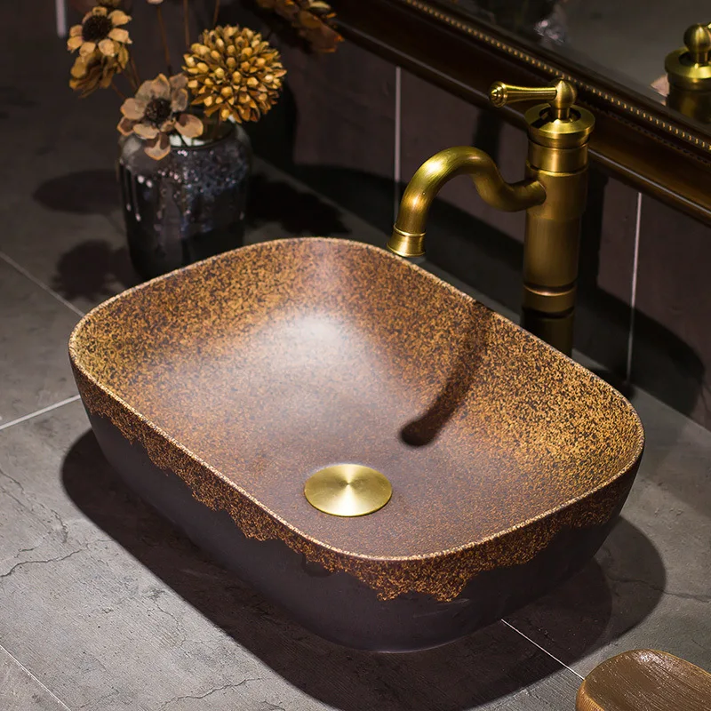 

Europe style luxury bathroom vanities chinese Jingdezhen Art Counter Top ceramic restaurant wash basin bathroom sinks