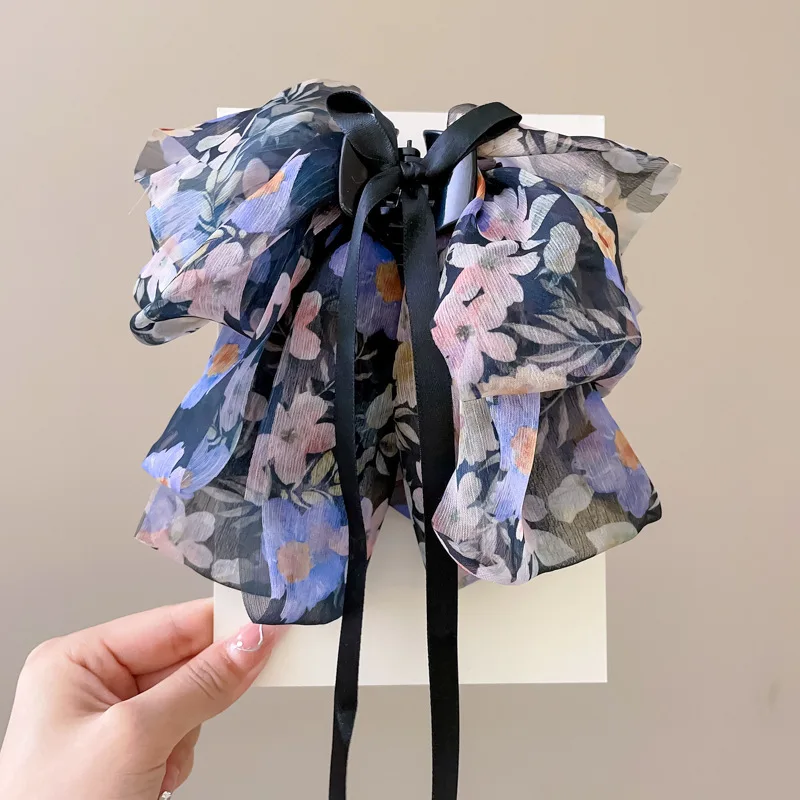 1/2 Pcs Fashion Chiffon Floral Bow Putte Hair Claws For Women Girls Party Hair Accessories
