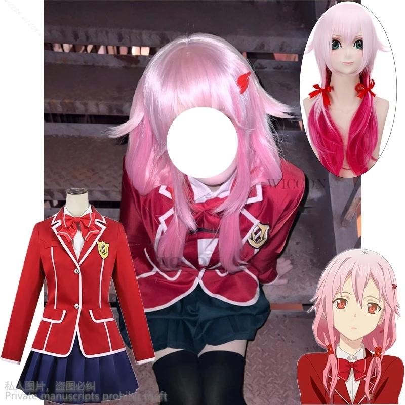 

Anime Guilty Crown Inori Yuzuriha School Uniform Cos JK Pink Wig For Christmas Party Halloween Uniform Roleplaying Cos Costum