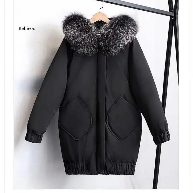 2021 NEW Winter Jacket Female Large Size Loose Black Down Cotton Pregnant Woman Coats Women Cotton Quilted Parkas Overcoat