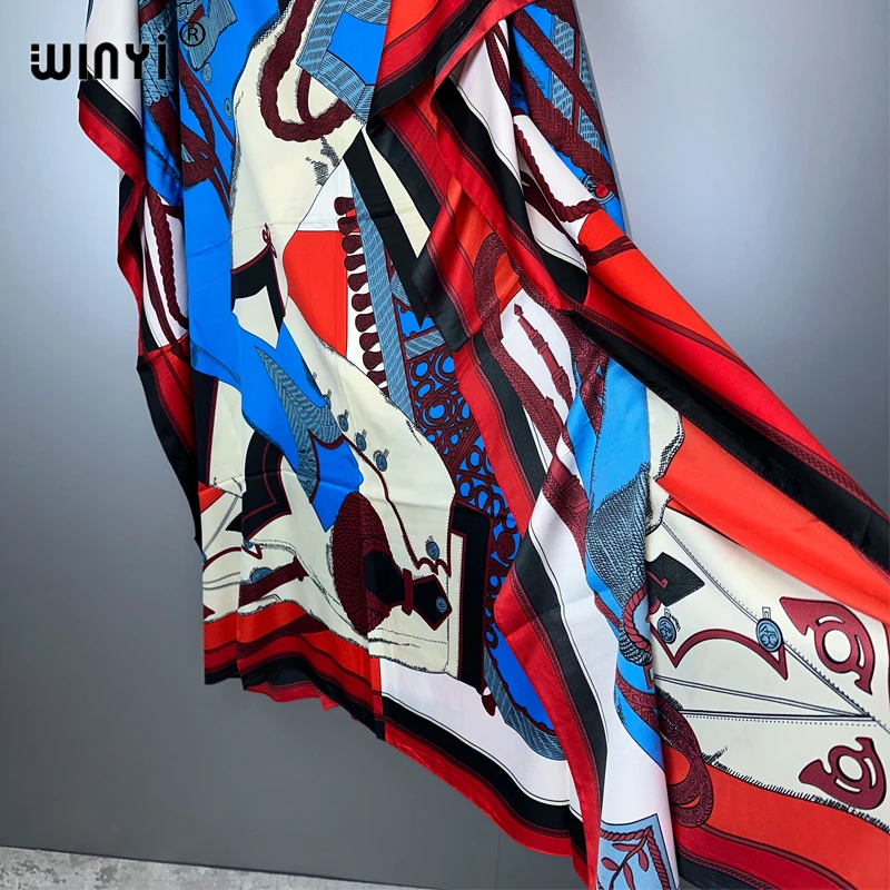 WINYI summer kaftan African Women Boho print Beach abaya dubai luxury Maxi Dress abaya muslim woman dubai Fashion evening dress