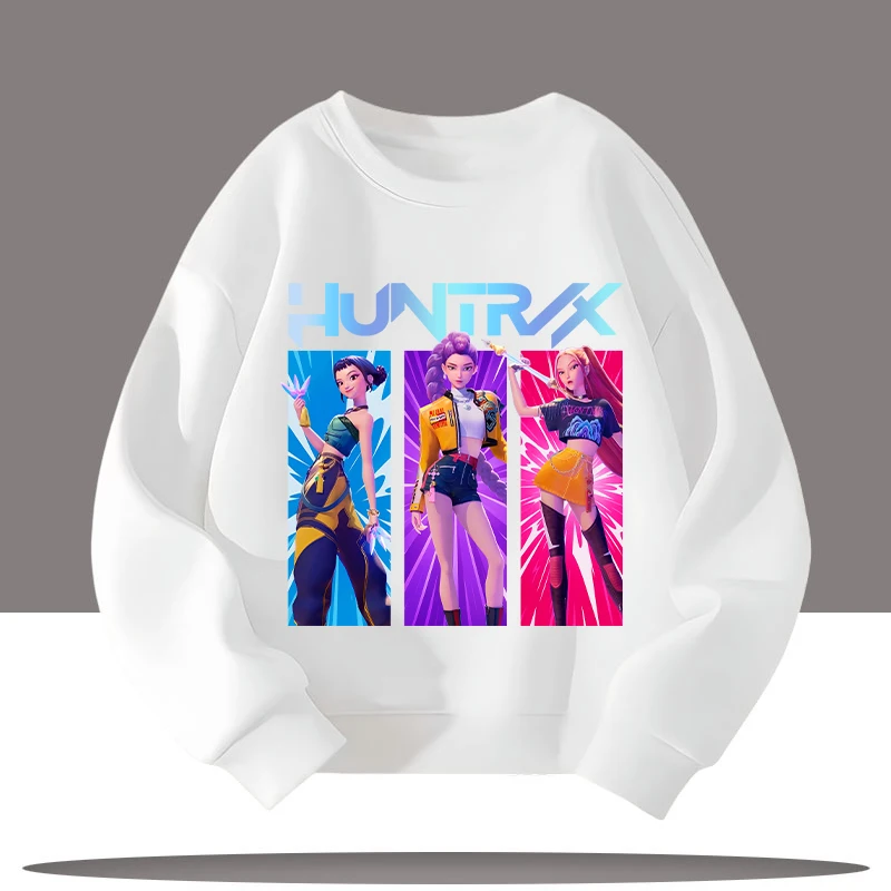 

Kpop Demon Hunter Girls Group Huntrix Print Boys Girls Crew Neck Sweatshirt Autumn Winter Soft Comfy Stylish Loose-Fit Plus Size
