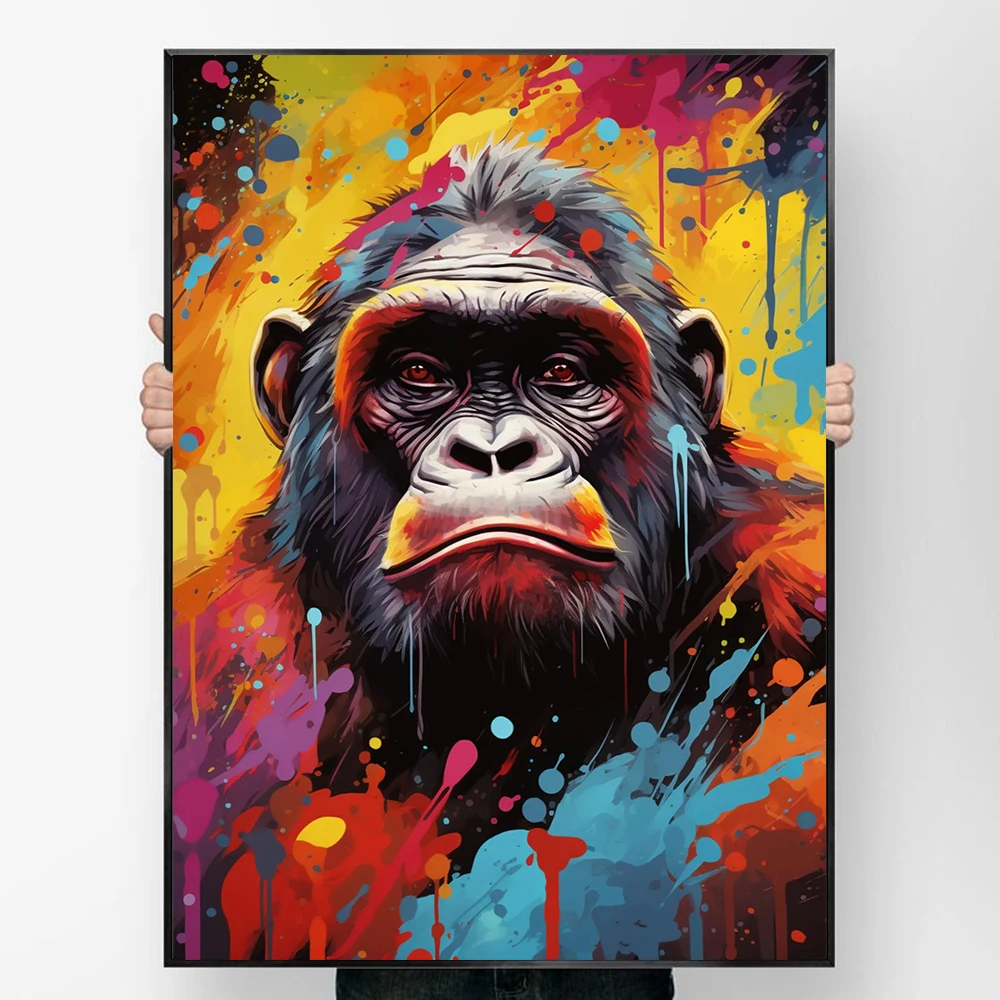 Abstract Street Graffiti Monkey Poster Fashion Animal Portrait Canvas Painting Chimpanzee Watercolor Wall Art Room Home Decor