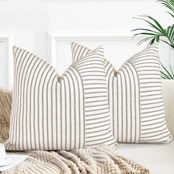 Modern Striped Pillow Covers 18x18 Square Throw Pillow Cover Patchwork Linen Decorative Pillow Cushion Cover Home Decor for Sofa