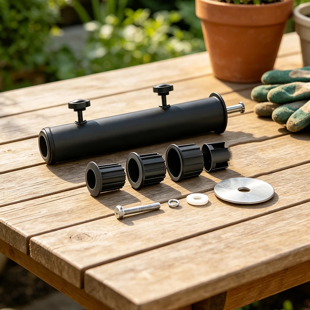 Windproof Outdoor Umbrella Stand Tube with Adjustable PVC Sleeves and Secure Base for Stable Setup in Windy Areas
