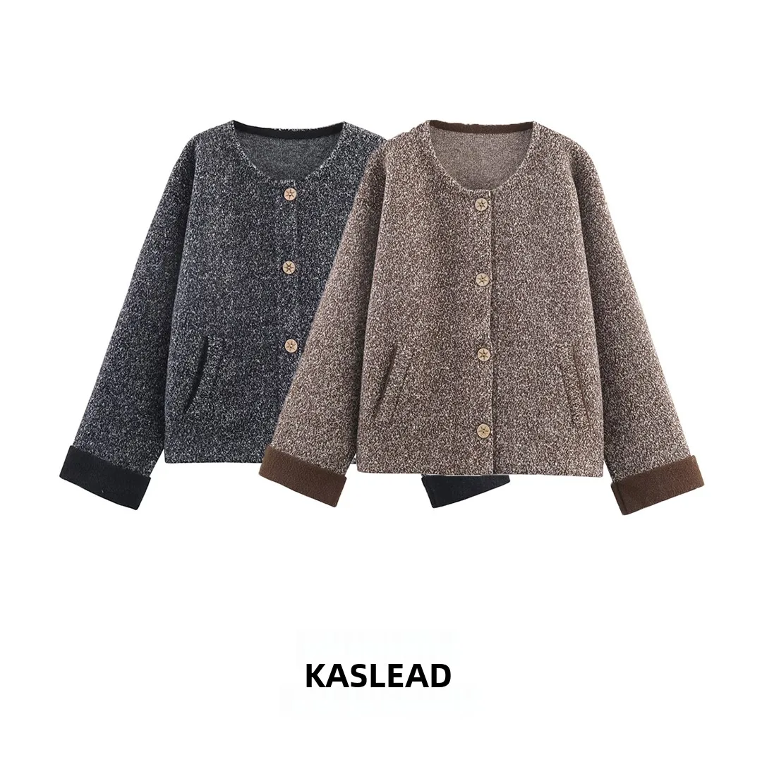 

Новый женский вязаный свитер KASLEAD с круглым вырезом, цветочным узором, винтажный, с длинными рукавами, в уличном стиле