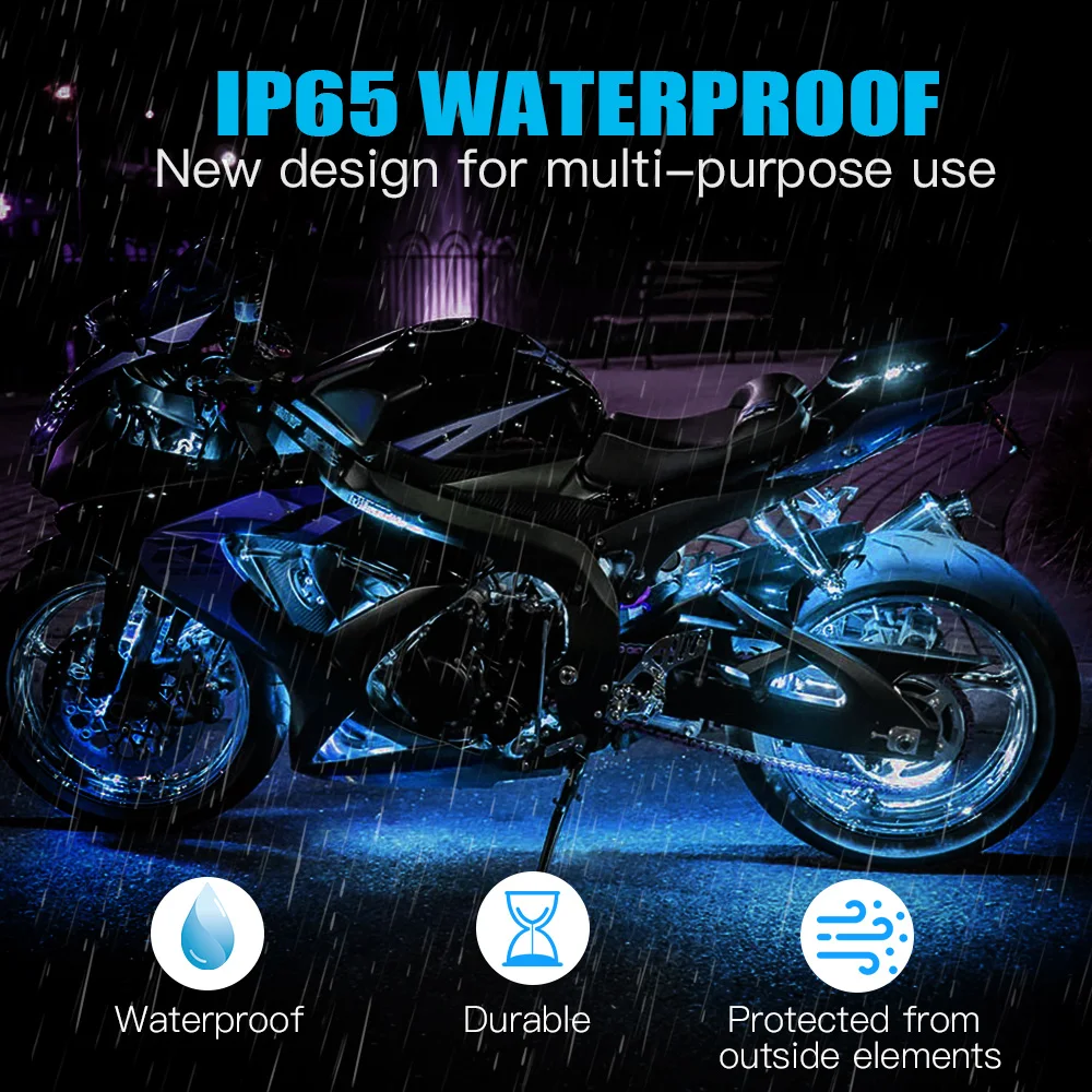 LED Car Motorcycle Decorative Ambient Lamp Waterproof RGB Moto Atmosphere Light 5050 Chip Light Beads APP Sound Control